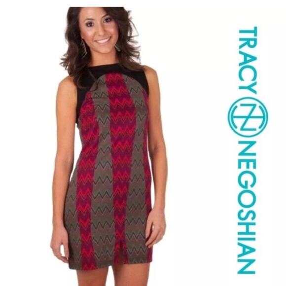 Tracy Negoshian Chevron Zig Zag Stripe Shift Dress Size XS - Picture 1 of 2